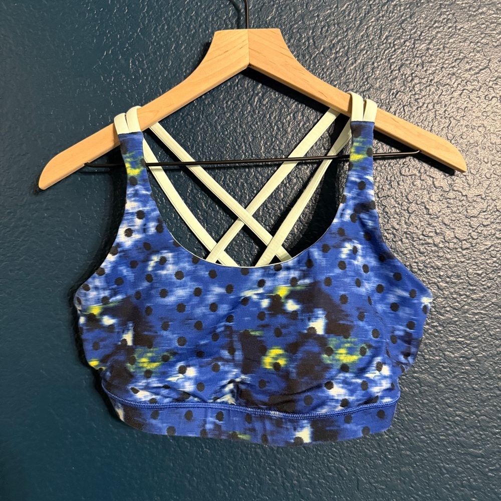 Lululemon Blue and Yellow Polka Dot Energy Sports Bra